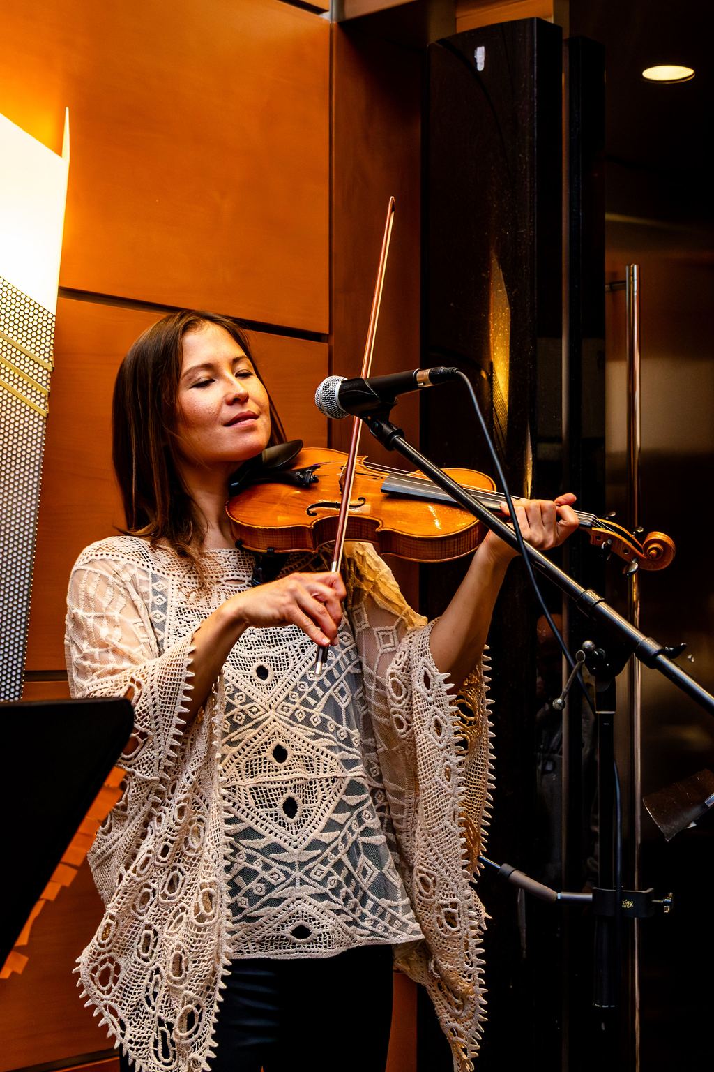 Violinist performing during the evening program